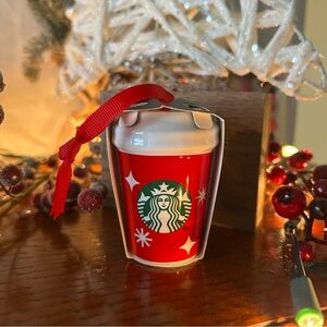 Starbucks Holiday 2022 Ceramic Ornament red cup, NWT